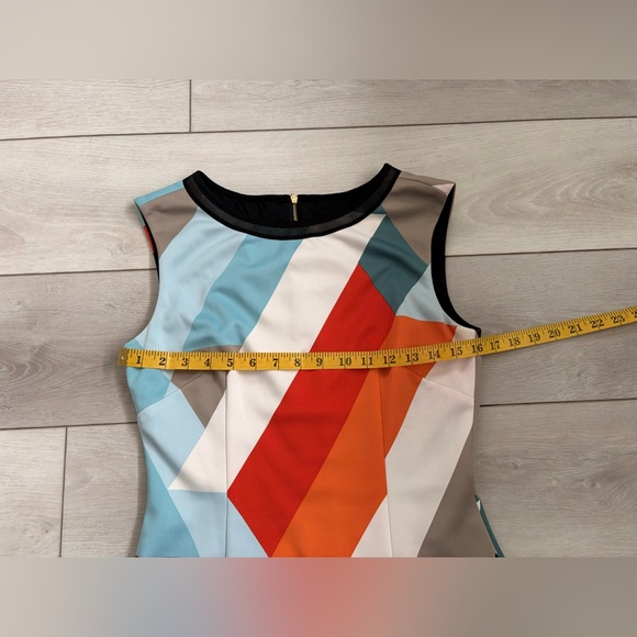 EUC Tahari ASL Geometric Mini Dress in Orange, Blue & Red Size 2 - Picture 10 of 12